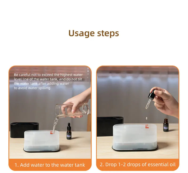 Creative Simulation Flame Aroma Diffuser Essential Oil Aromatherapy Desktop Mini USB Air Humidifier Colorful Night Light Gift