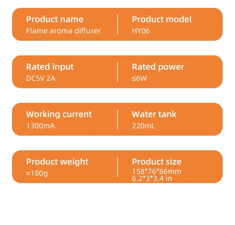 Creative Simulation Flame Aroma Diffuser Essential Oil Aromatherapy Desktop Mini USB Air Humidifier Colorful Night Light Gift