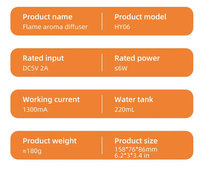 Creative Simulation Flame Aroma Diffuser Essential Oil Aromatherapy Desktop Mini USB Air Humidifier Colorful Night Light Gift