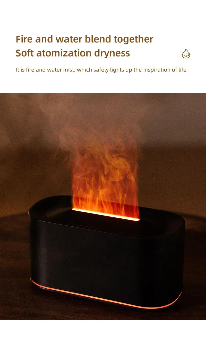 Creative Simulation Flame Aroma Diffuser Essential Oil Aromatherapy Desktop Mini USB Air Humidifier Colorful Night Light Gift