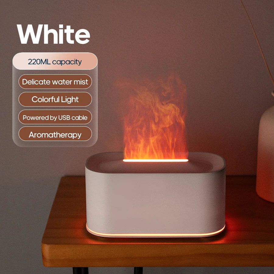 Creative Simulation Flame Aroma Diffuser Essential Oil Aromatherapy Desktop Mini USB Air Humidifier Colorful Night Light Gift