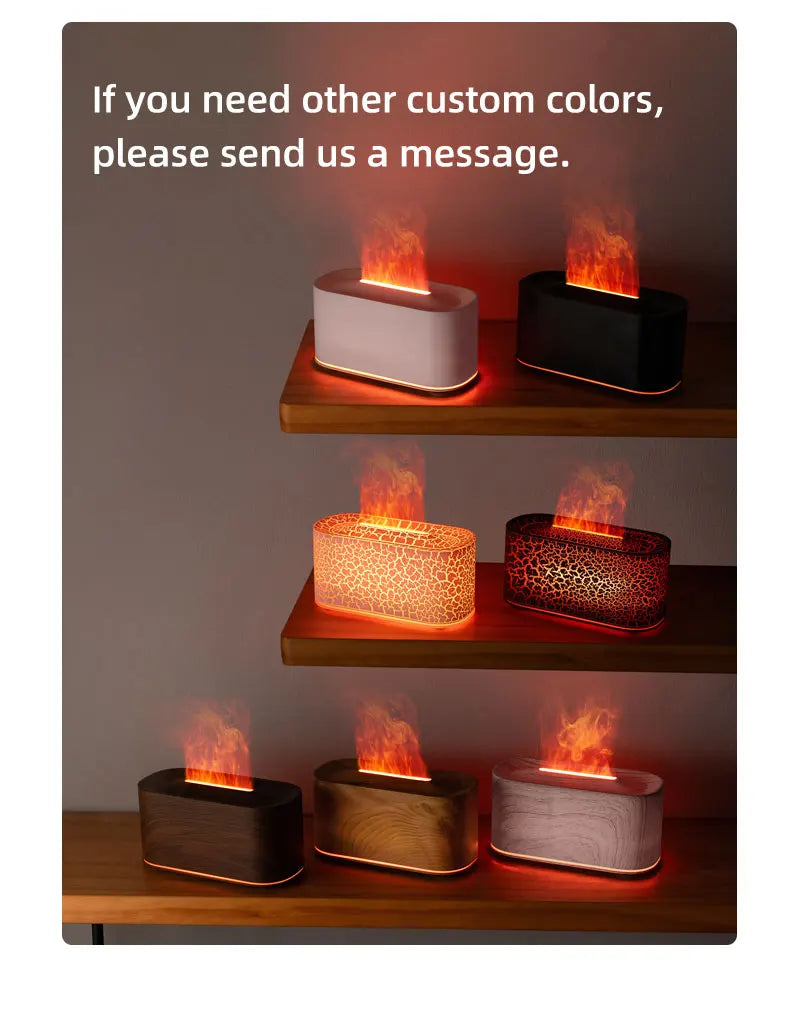 Creative Simulation Flame Aroma Diffuser Essential Oil Aromatherapy Desktop Mini USB Air Humidifier Colorful Night Light Gift