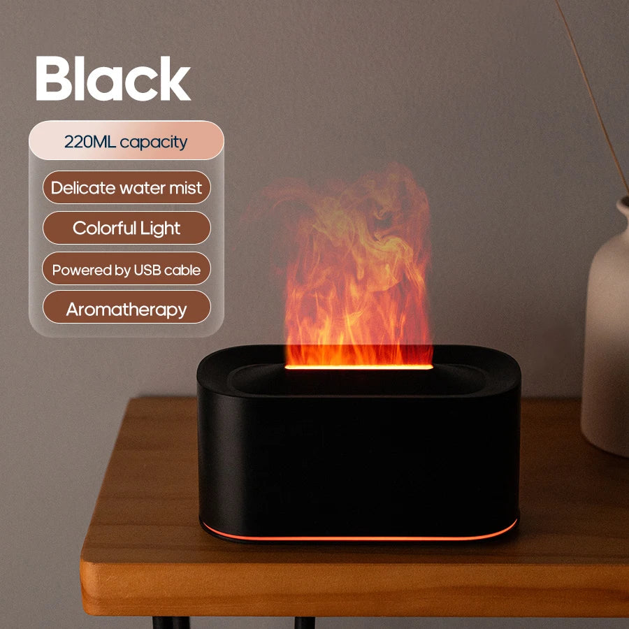 Creative Simulation Flame Aroma Diffuser Essential Oil Aromatherapy Desktop Mini USB Air Humidifier Colorful Night Light Gift