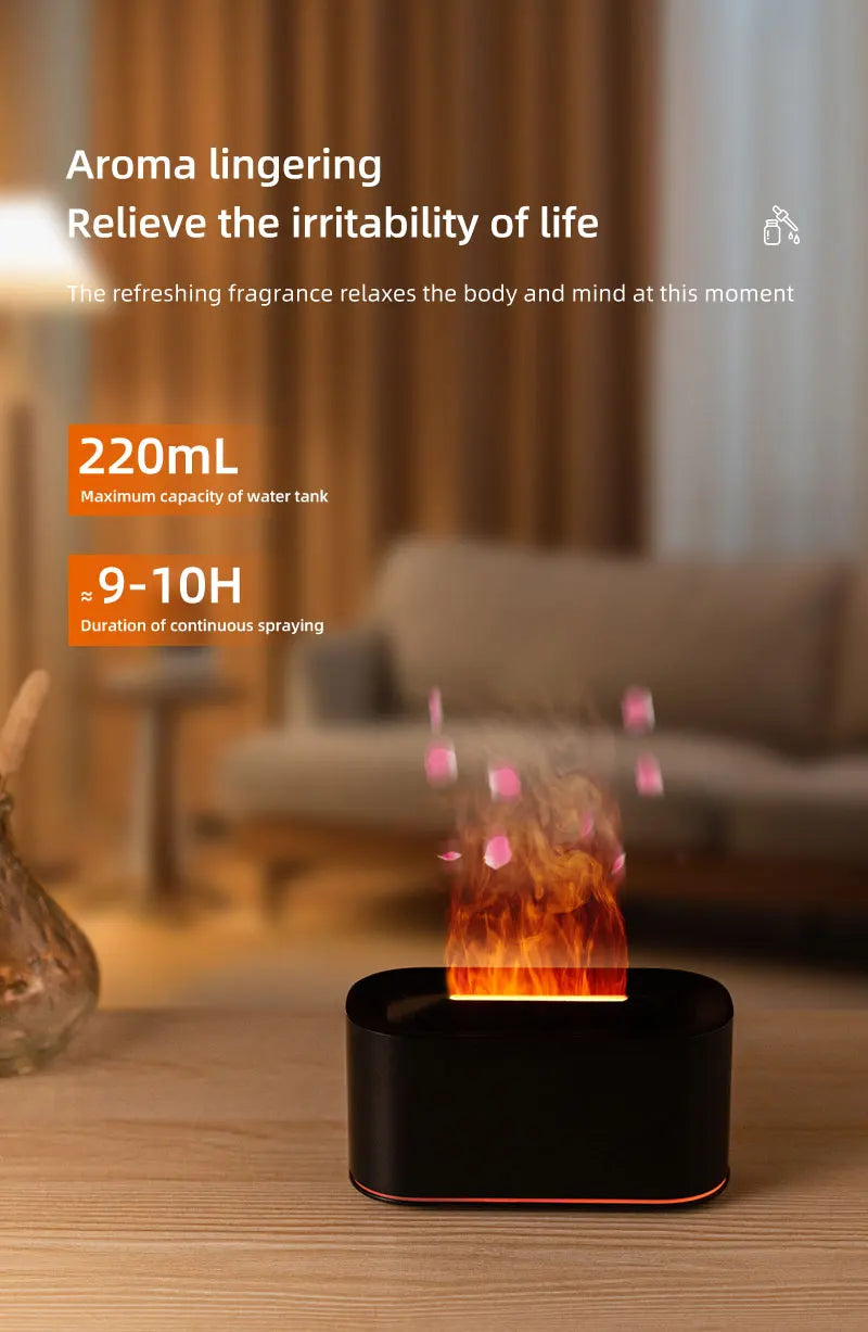Creative Simulation Flame Aroma Diffuser Essential Oil Aromatherapy Desktop Mini USB Air Humidifier Colorful Night Light Gift