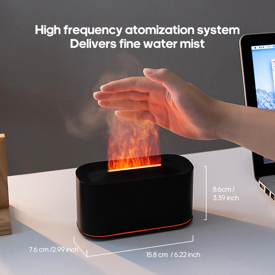 Creative Simulation Flame Aroma Diffuser Essential Oil Aromatherapy Desktop Mini USB Air Humidifier Colorful Night Light Gift