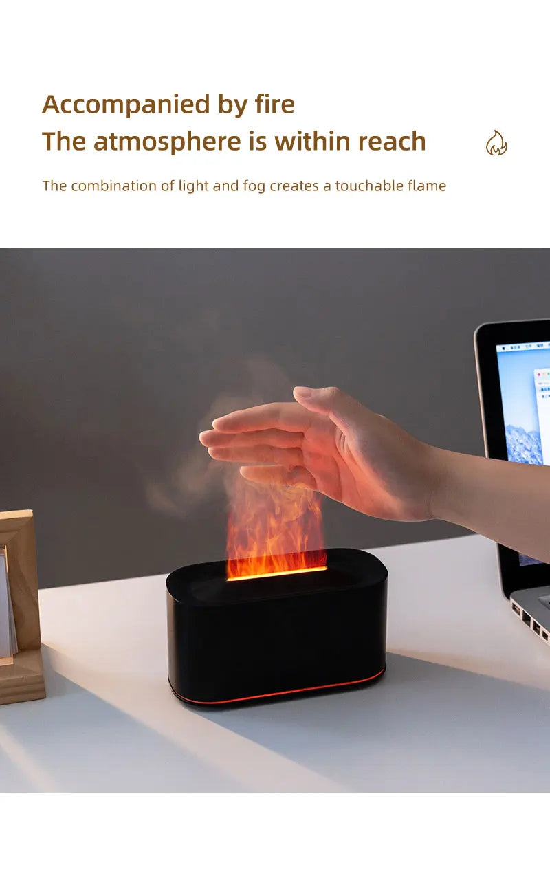Creative Simulation Flame Aroma Diffuser Essential Oil Aromatherapy Desktop Mini USB Air Humidifier Colorful Night Light Gift