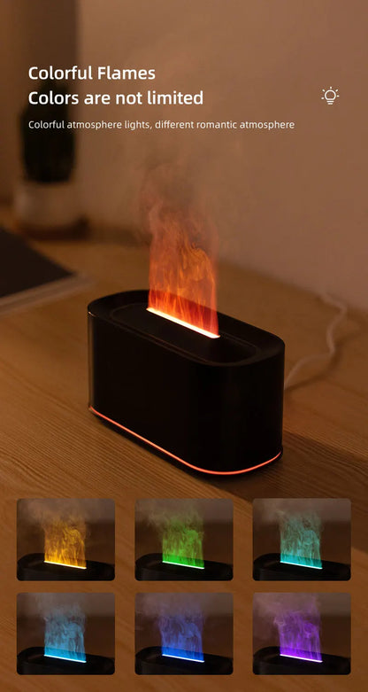Creative Simulation Flame Aroma Diffuser Essential Oil Aromatherapy Desktop Mini USB Air Humidifier Colorful Night Light Gift