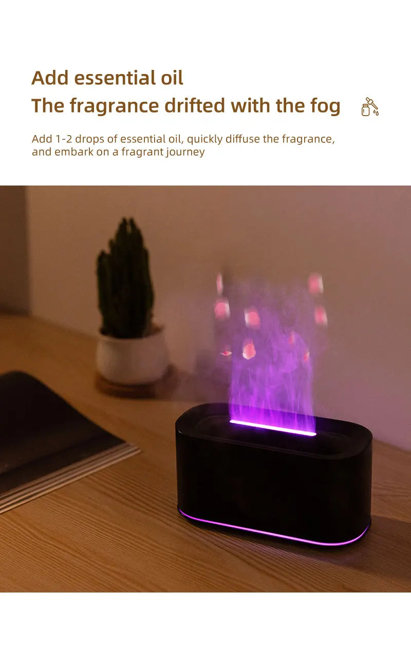 Creative Simulation Flame Aroma Diffuser Essential Oil Aromatherapy Desktop Mini USB Air Humidifier Colorful Night Light Gift