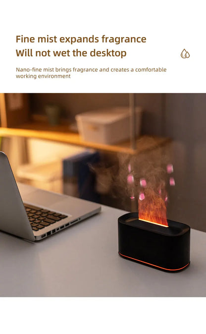 Creative Simulation Flame Aroma Diffuser Essential Oil Aromatherapy Desktop Mini USB Air Humidifier Colorful Night Light Gift